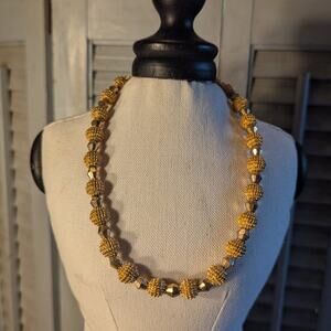 Vintage gold plated single strand Crown Trifari necklace